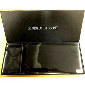 New Black 100% SILK Bow Tie and Cummerbund Set